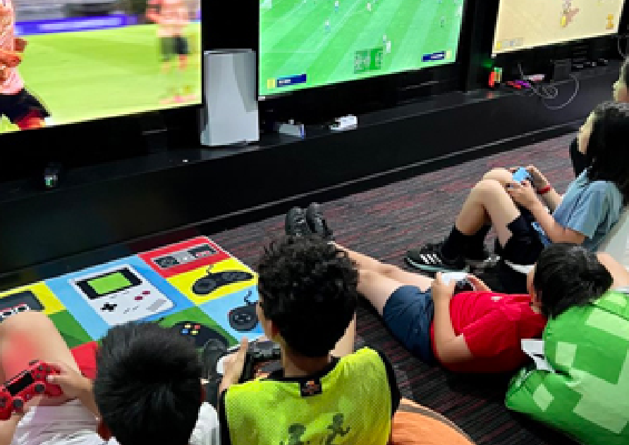 Kids playing soccer games
